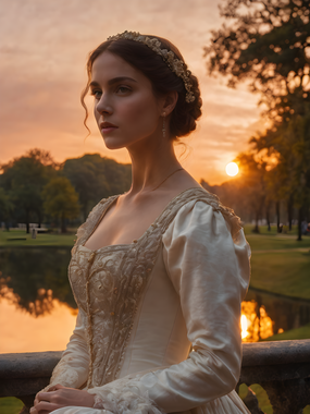 黄昏落日欧洲公主风格美女写真图片